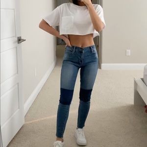 Patch color block jeans